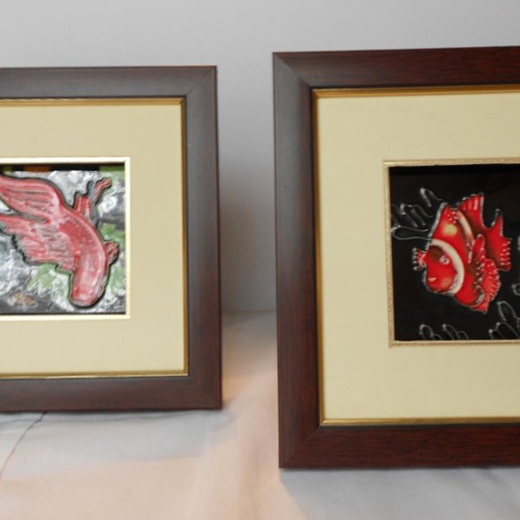 Decor Framed Wall Red Betta Fish Tiles - Picture 10 of 10